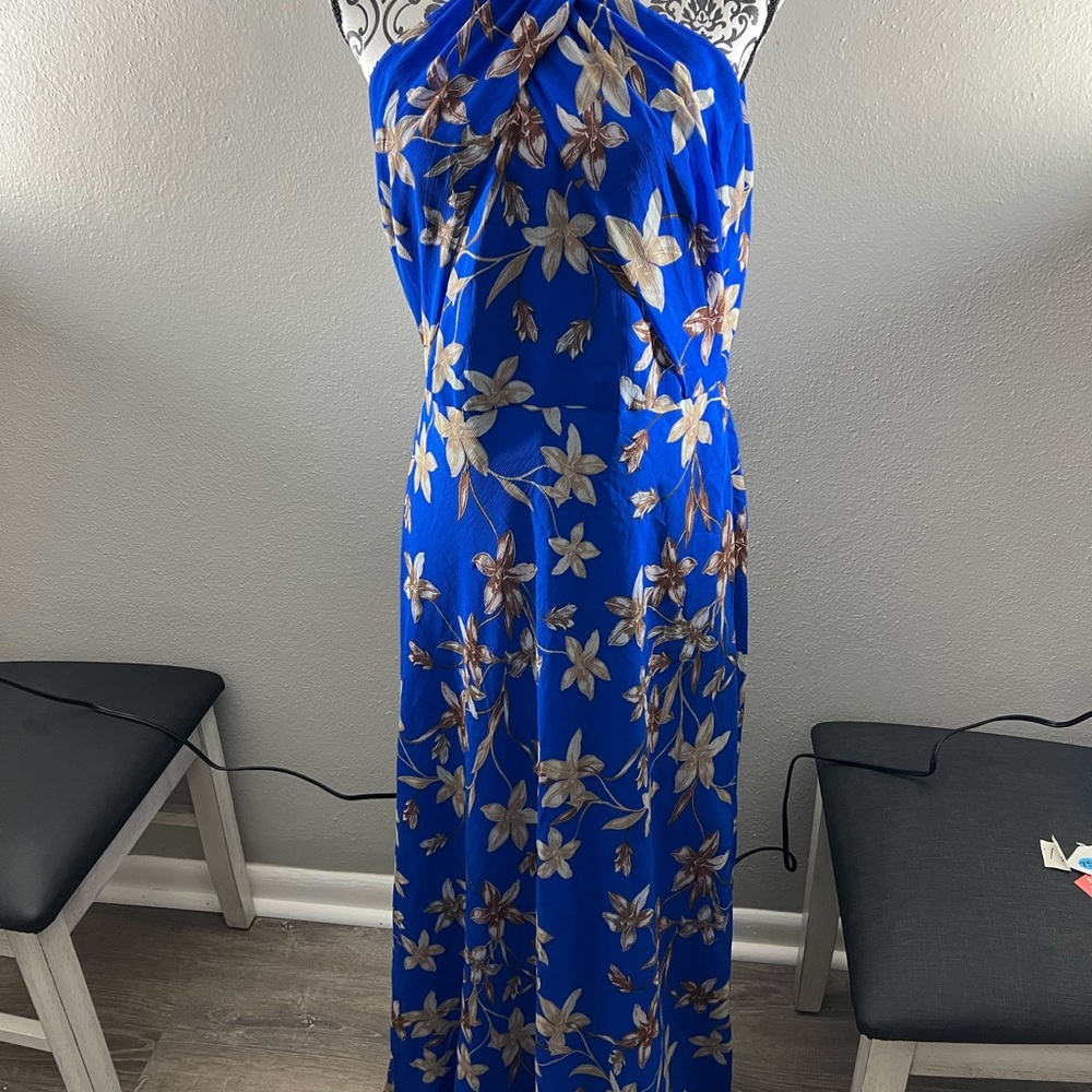 Lauren Ralph Lauren Royal Blue Floral Maxi Dress